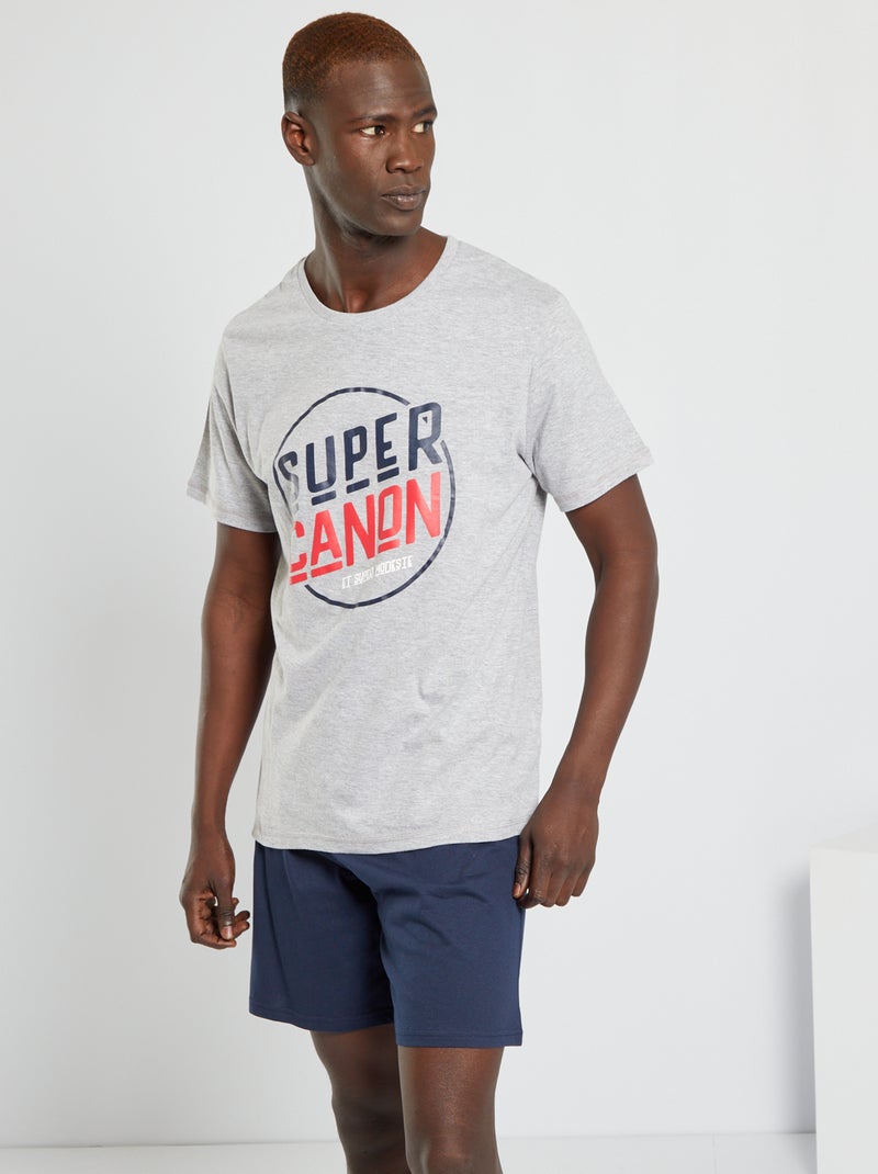Tweedelige korte pyjama 'Super sexy' grijs - Kiabi