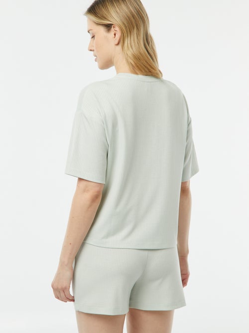 Tweedelige korte pyjama van ribstof - Kiabi