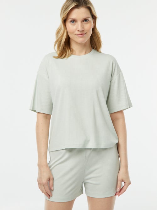 Tweedelige korte pyjama van ribstof - Kiabi