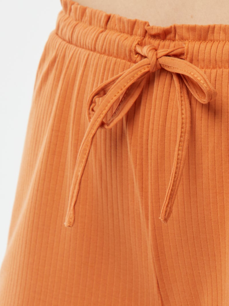 Tweedelige korte pyjama van ribstof ORANJE - Kiabi