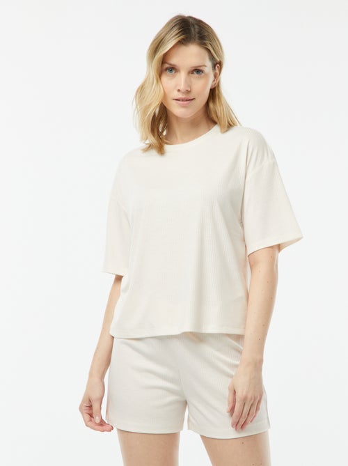 Tweedelige korte pyjama van ribstof - Kiabi