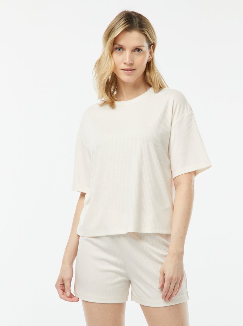 Tweedelige korte pyjama van ribstof ROSE - Kiabi