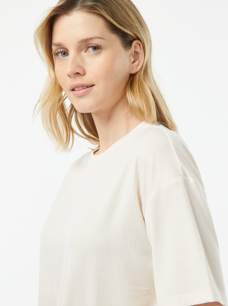 Tweedelige korte pyjama van ribstof ROSE - Kiabi