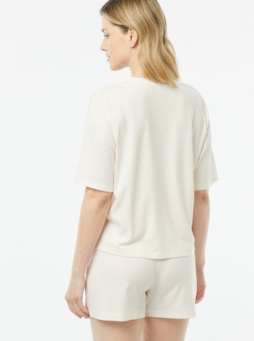 Tweedelige korte pyjama van ribstof - Kiabi