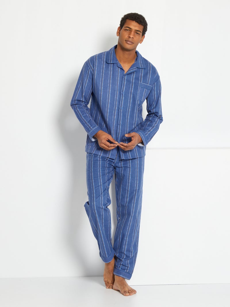 Tweedelige lange pyjama BLAUW - Kiabi