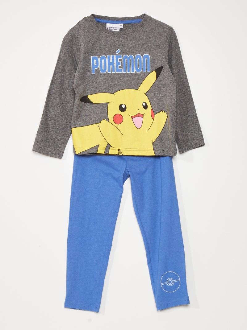Tweedelige Pokémon-pyjama - 2-delig grijs / blauw - Kiabi