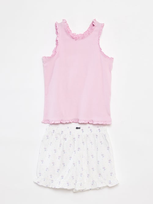 Tweedelige pyjama - Mouwloze top + short met print - Kiabi