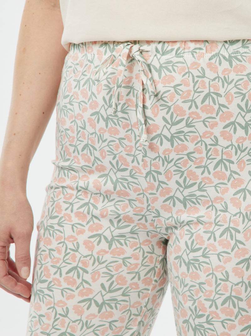 Tweedelige pyjama - T-shirt + broek met print WIT - Kiabi