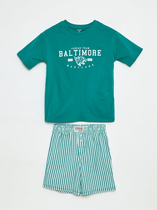 Tweedelige pyjama - T-shirt + short met strepen - Kiabi
