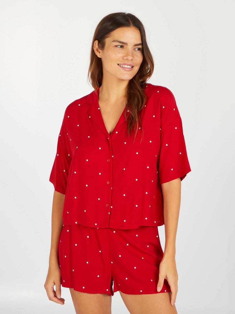 Tweedelige pyjama | blouse + short ROOD - Kiabi