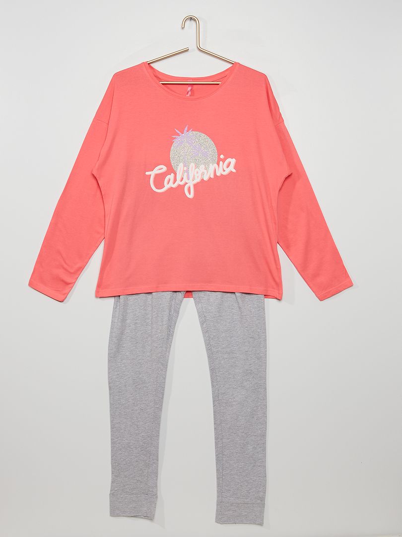 Tweedelige pyjama 'California' roze - Kiabi