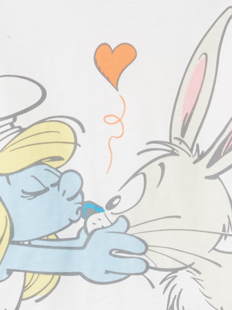 Tweedelige pyjama 'De Smurfen' wit / blauw - Kiabi