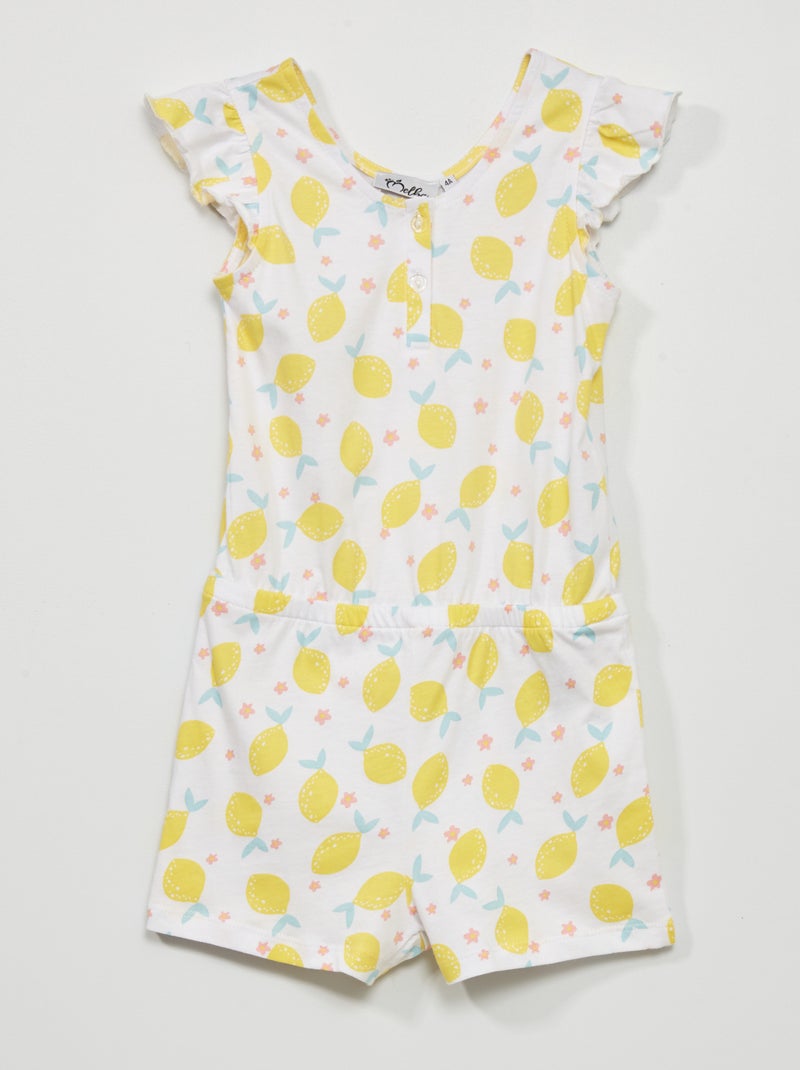 Tweedelige pyjama met korte broek GEEL - Kiabi