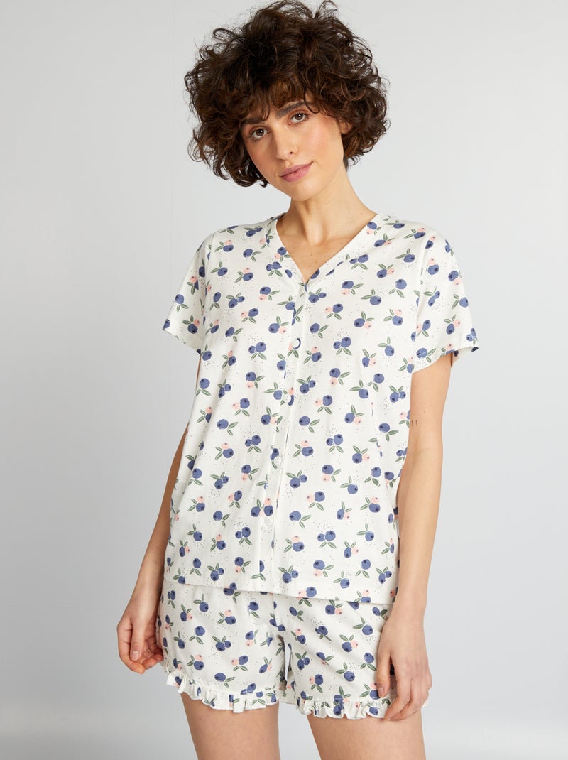 Tweedelige pyjama met print - 2-delig WIT - Kiabi
