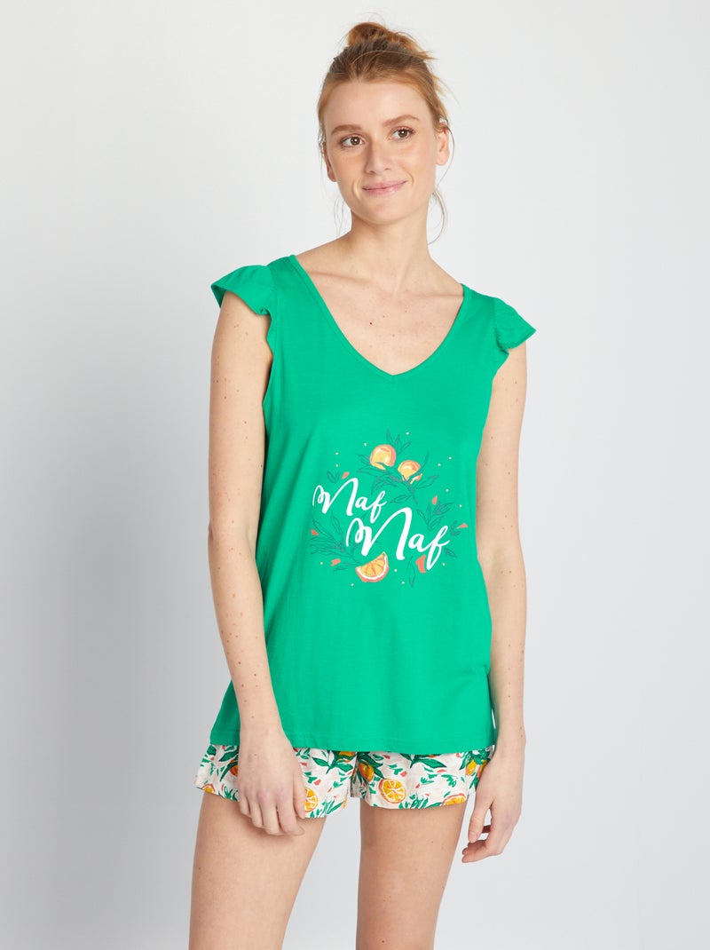 Tweedelige pyjama met print | 'Naf Naf' - 2-delig GROEN - Kiabi