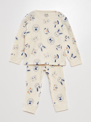 Tweedelige pyjama met ribbeltextuur - 2-delig