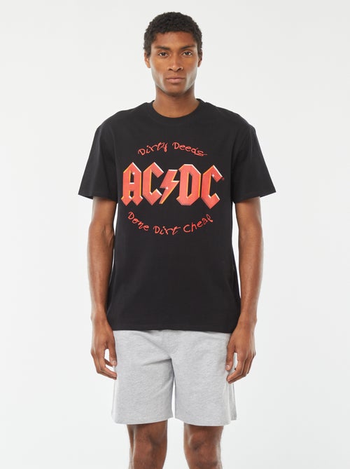 Tweedelige pyjama met short + T-shirt met AC/DC-print - 2-delig - Kiabi
