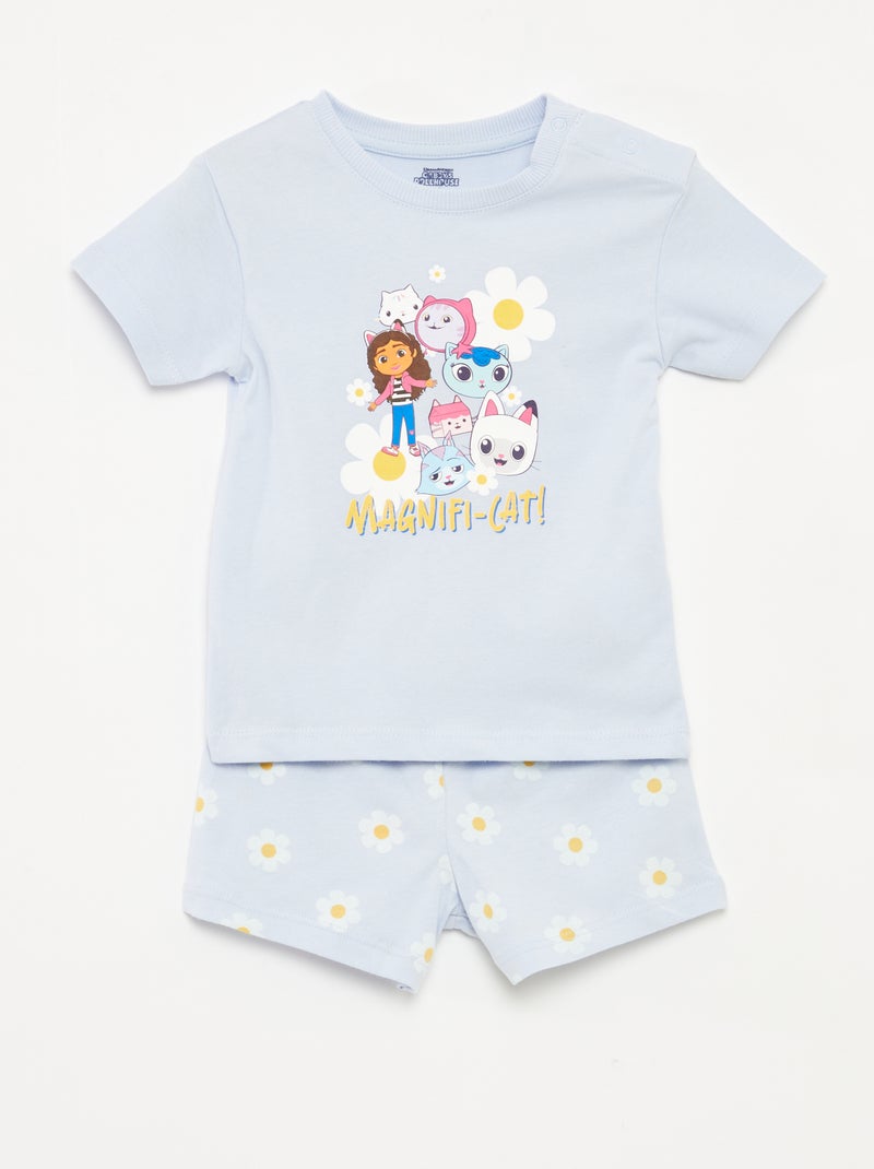 Tweedelige pyjama met short + T-shirt met print van Gabby's poppenhuis - 2-delig BLAUW - Kiabi