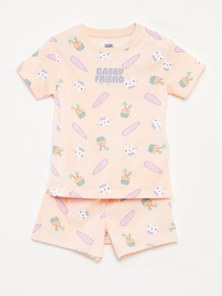 Tweedelige pyjama met short + T-shirt met print van Gabby's poppenhuis - 2-delig