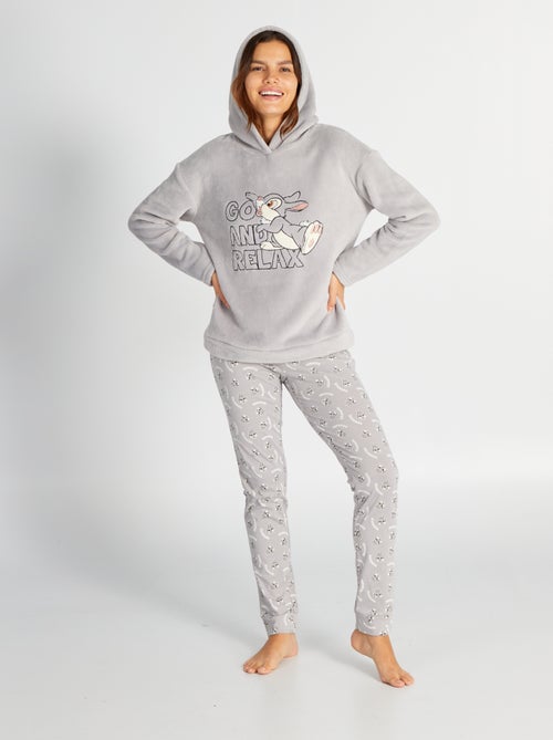 Tweedelige pyjama met Stampertje - met sweater van fleece en broek van jersey - 2-delig - Kiabi