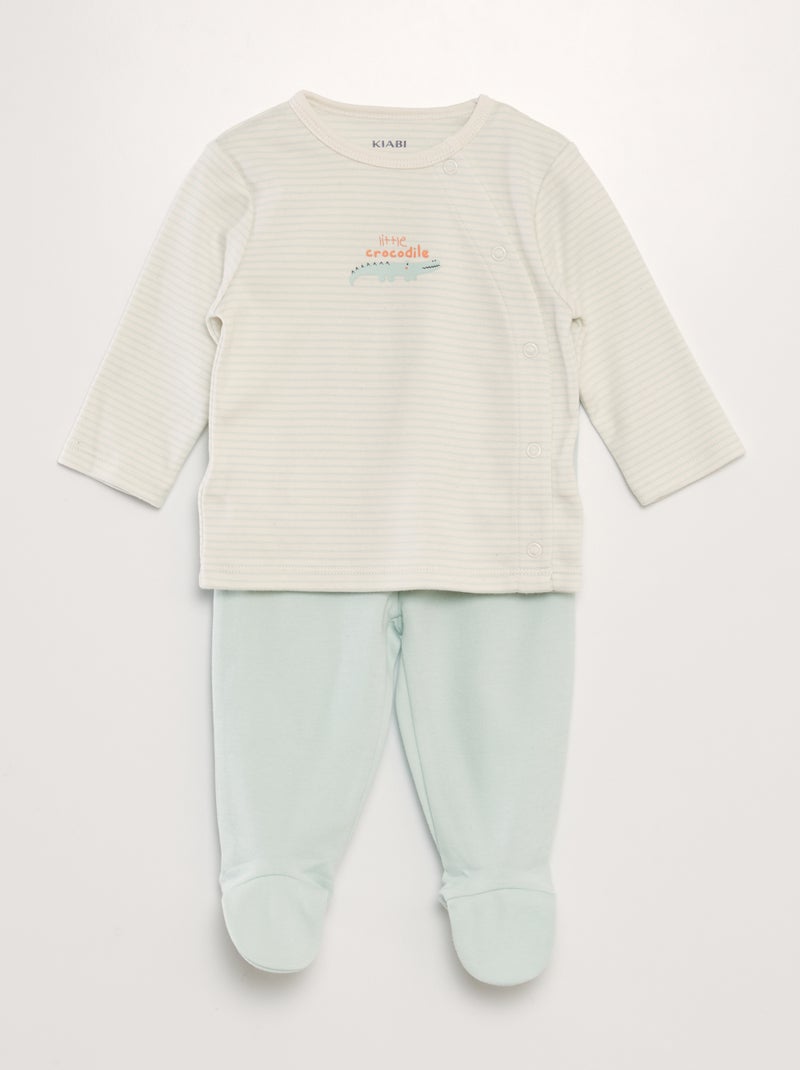 Tweedelige pyjama met T-shirt + broek - 2-delig WIT - Kiabi