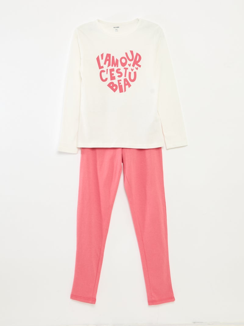 Tweedelige pyjama met T-shirt + broek - 2-delig Wit - Kiabi