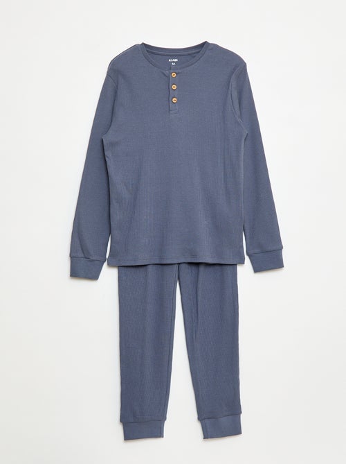 Tweedelige pyjama met T-shirt + broek met ribbeltextuur - 2-delig - Kiabi
