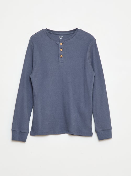 Tweedelige pyjama met T-shirt + broek met ribbeltextuur - 2-delig - Kiabi