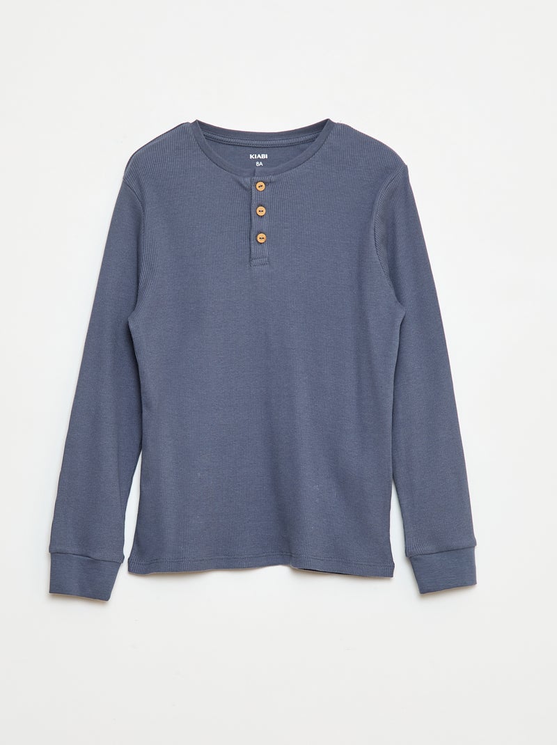 Tweedelige pyjama met T-shirt + broek met ribbeltextuur - 2-delig Grijs - Kiabi