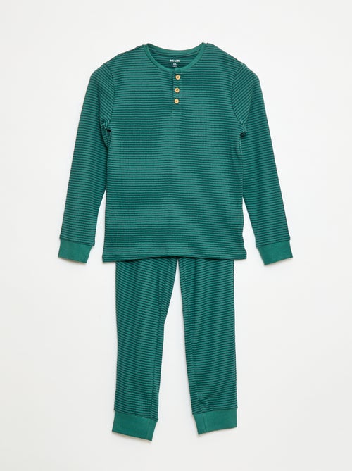 Tweedelige pyjama met T-shirt + broek met ribbeltextuur - 2-delig - Kiabi