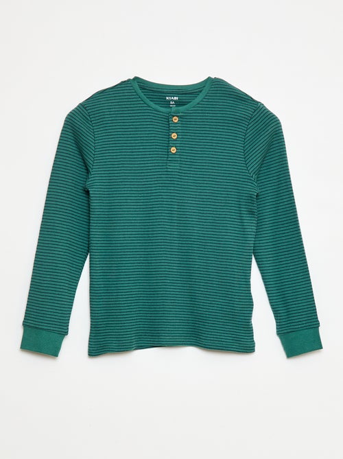 Tweedelige pyjama met T-shirt + broek met ribbeltextuur - 2-delig - Kiabi