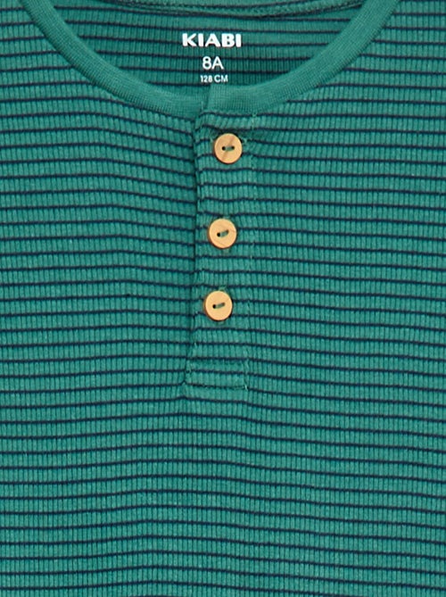 Tweedelige pyjama met T-shirt + broek met ribbeltextuur - 2-delig - Kiabi