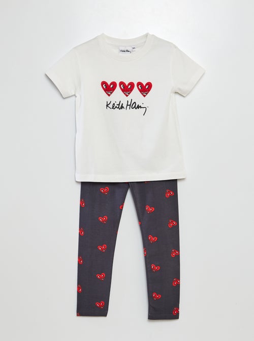Tweedelige pyjama met T-shirt + legging met Keith Haring-print - Kiabi