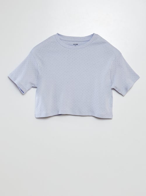 Tweedelige pyjama met T-shirt + short met fijn ajourmotiefje - Kiabi