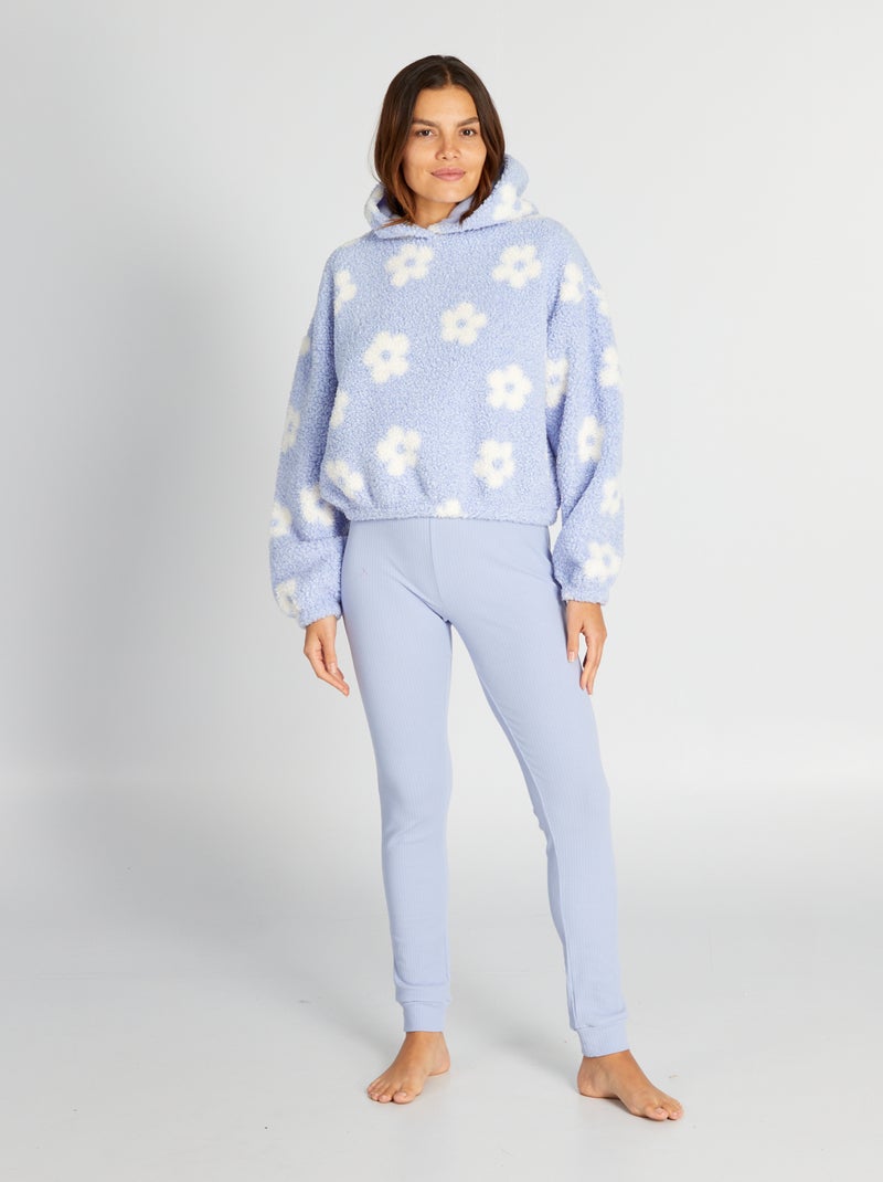 Tweedelige pyjama met trui met capuchon + broek - 2-delig BLAUW - Kiabi