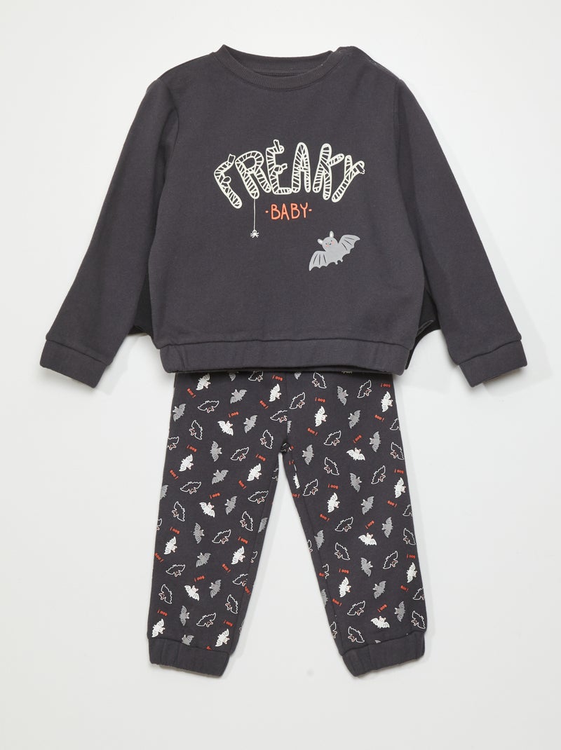 Tweedelige pyjama met vleermuismouwen - Halloween ZWART - Kiabi