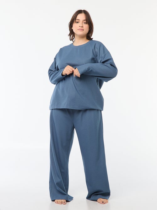 Tweedelige pyjama met wafeltextuur - 2-delig - Kiabi