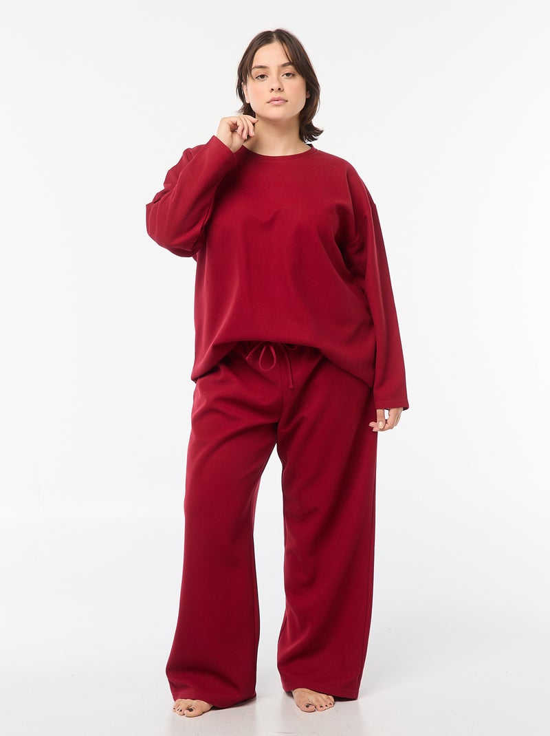 Tweedelige pyjama met wafeltextuur - 2-delig Rood - Kiabi