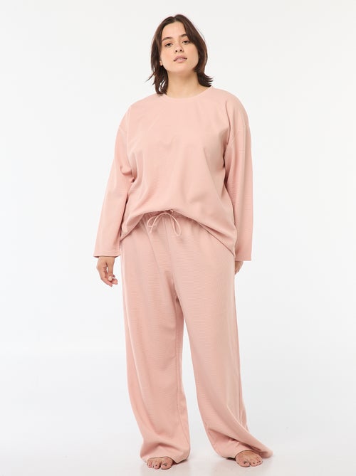 Tweedelige pyjama met wafeltextuur - 2-delig - Kiabi
