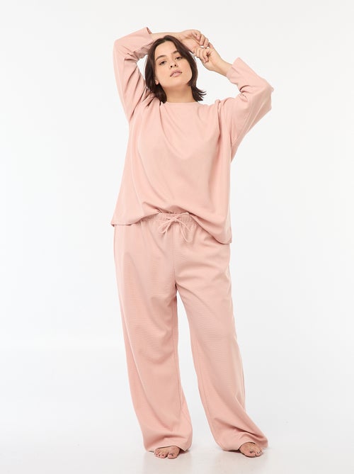 Tweedelige pyjama met wafeltextuur - 2-delig - Kiabi