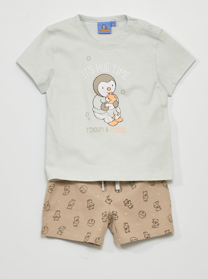 Tweedelige pyjama 'T'choupi' blauw / grijs - Kiabi