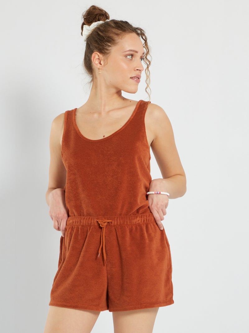 Tweedelige pyjama van badstof BRUIN - Kiabi