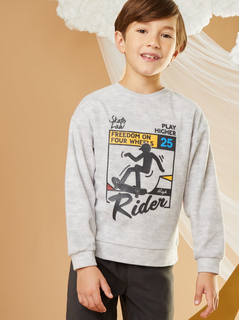 Tweedelige pyjama van fleece - 2-delig GRIJS - Kiabi