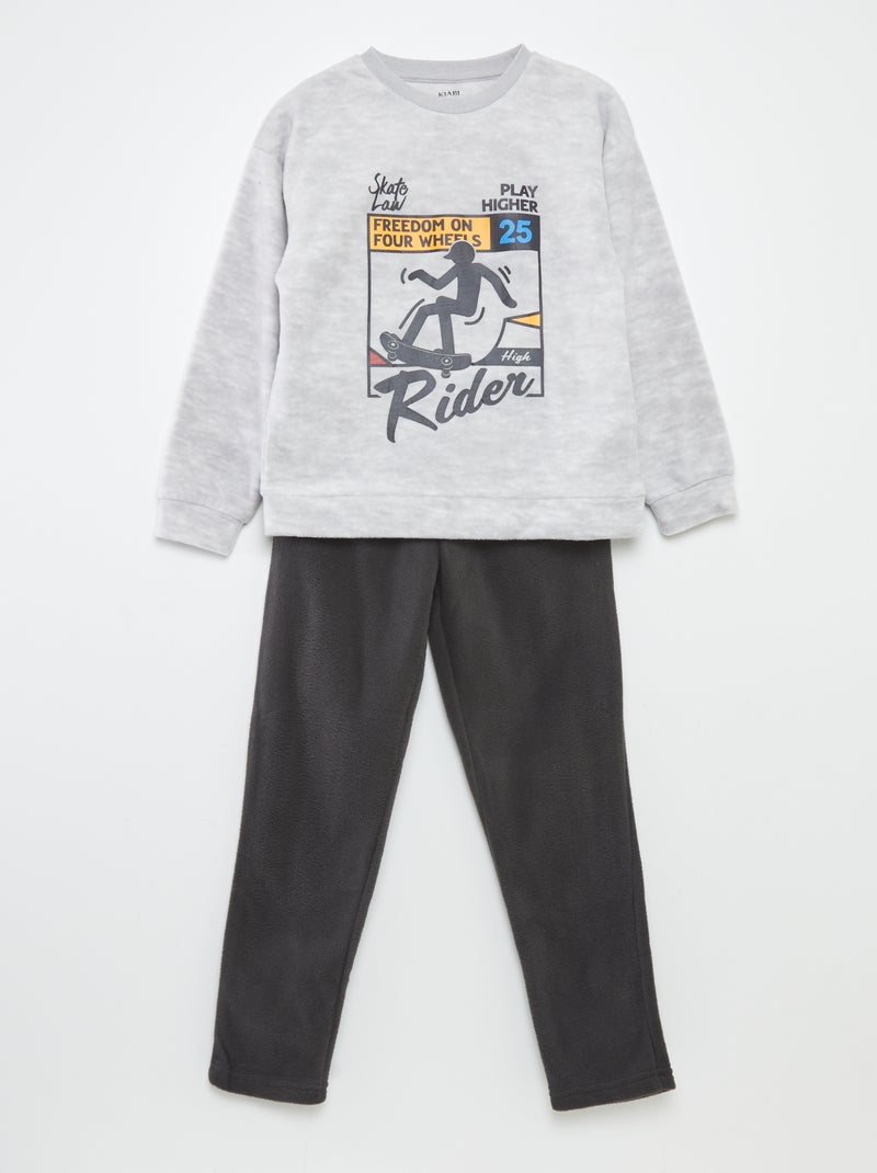 Tweedelige pyjama van fleece - 2-delig GRIJS - Kiabi