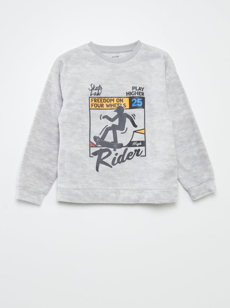 Tweedelige pyjama van fleece - 2-delig GRIJS - Kiabi