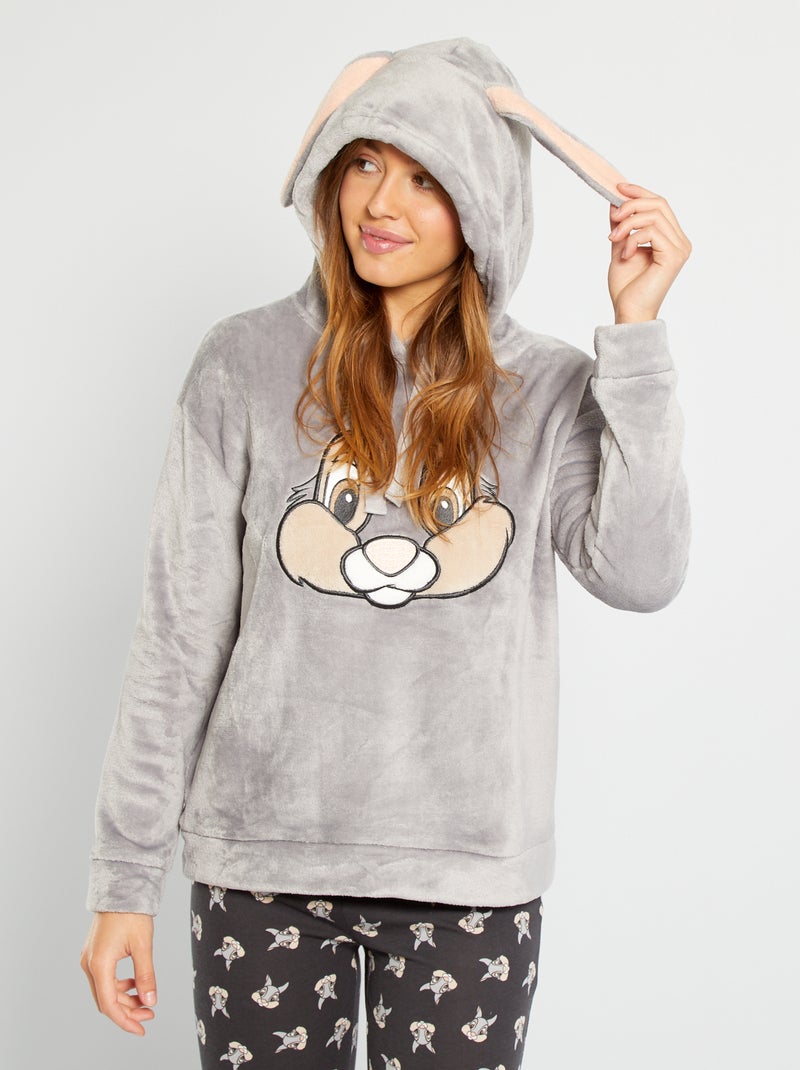 Tweedelige pyjama van fleece en jersey 'Stampertje' 'Disney' GRIJS - Kiabi