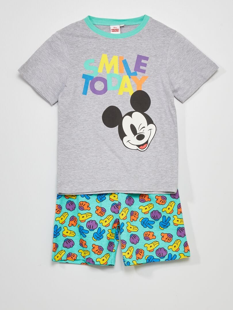 Tweedelige pyjama van jersey 'Mickey' grijs/ groen - Kiabi