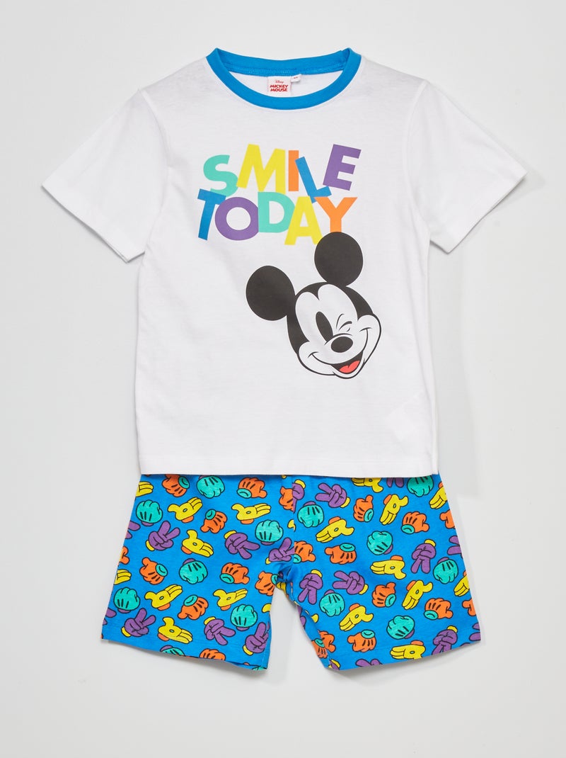 Tweedelige pyjama van jersey 'Mickey' wit / blauw - Kiabi