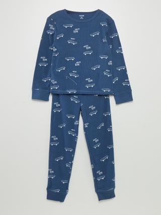 Tweedelige pyjama van ribstof met print