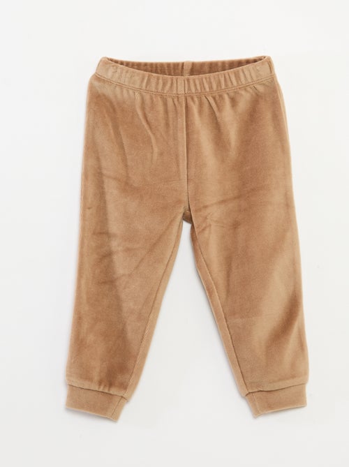 Tweedelige pyjama van velours met T-shirt + broek - 2 zakken - Kiabi